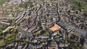 An aerial view of the County Hall site