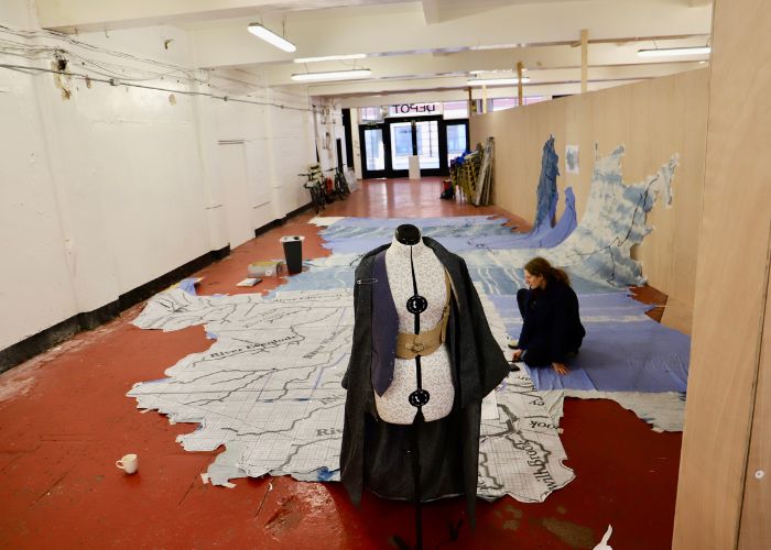 Fusion studio artist - Anya Gliezer, creating a large artwork ‘Tamesis Unweaving’ (Photo by Fusion Arts)